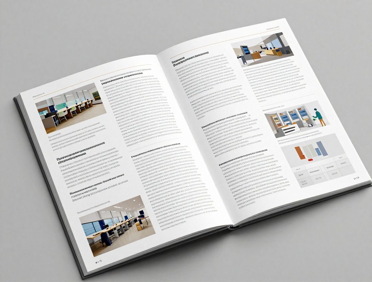 Профессиональный брендбук открытый на странице типографической системы: образцы корпоративных шрифтов, цветовая палитра и примеры применения на различных носителях