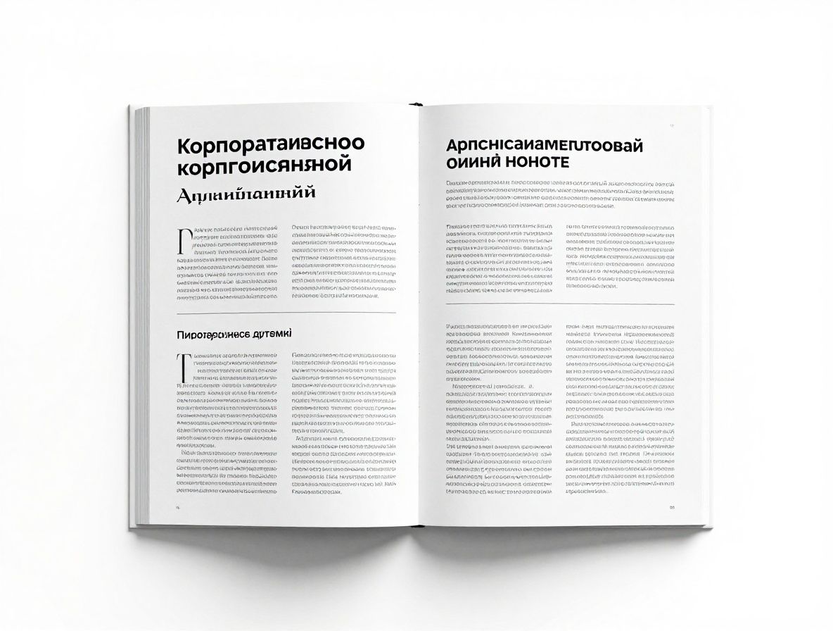 Разворот корпоративного брендбука крупной американской финансовой компании с детализированными примерами типографической системы на белом фоне